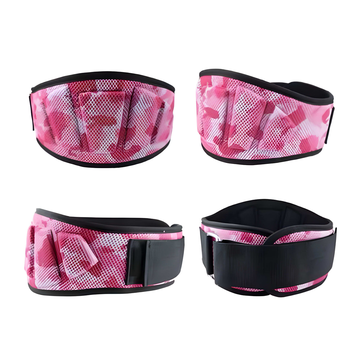 Faja Levantamiento Peso Velcro Moteado Rosado